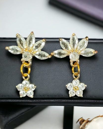 Cubic Zirconia Flower Earrings