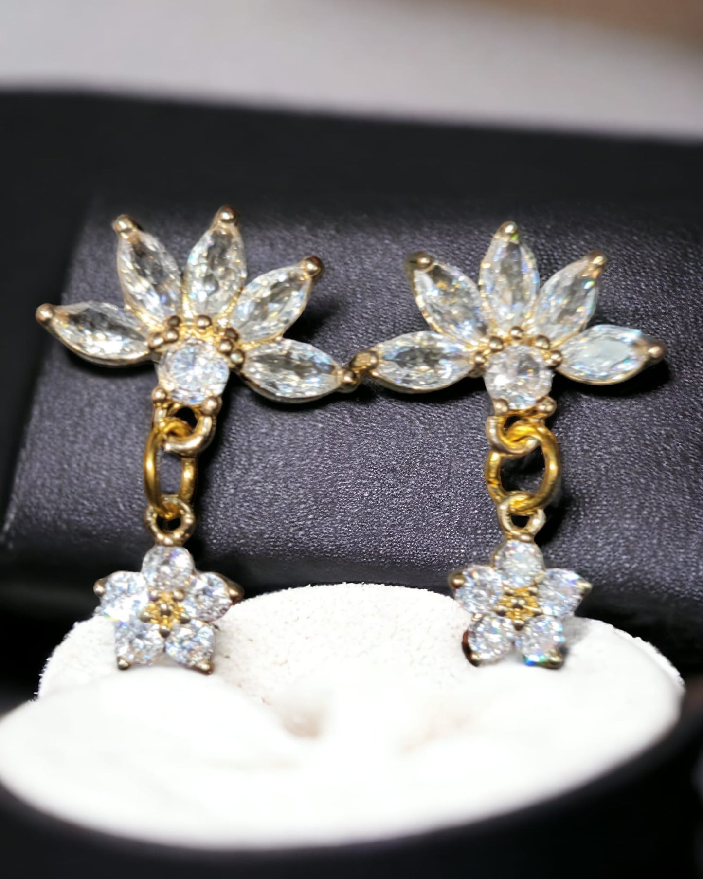 Cubic Zirconia Flower Earrings