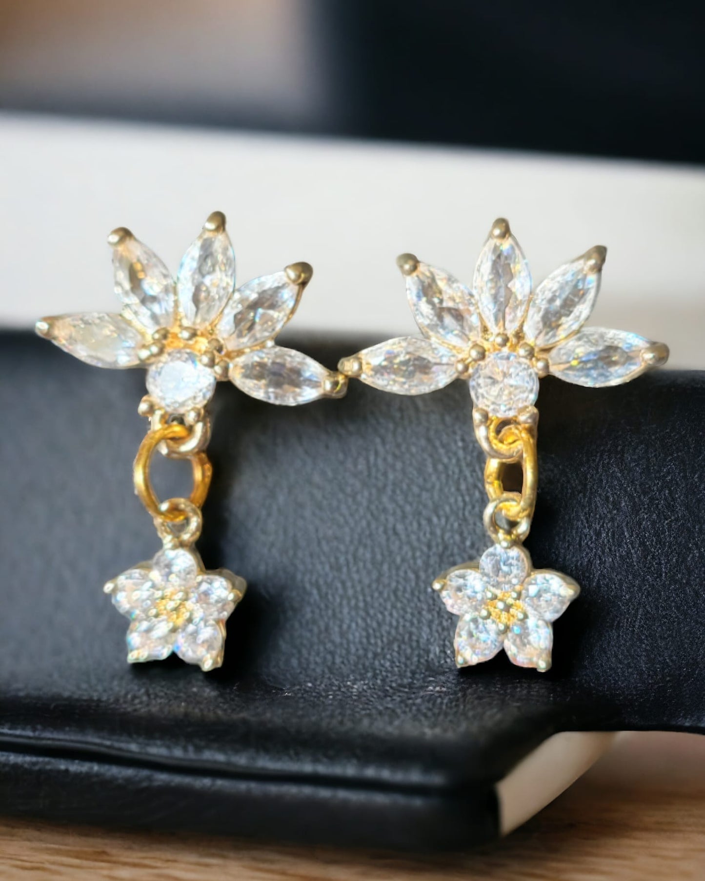 Cubic Zirconia Flower Earrings