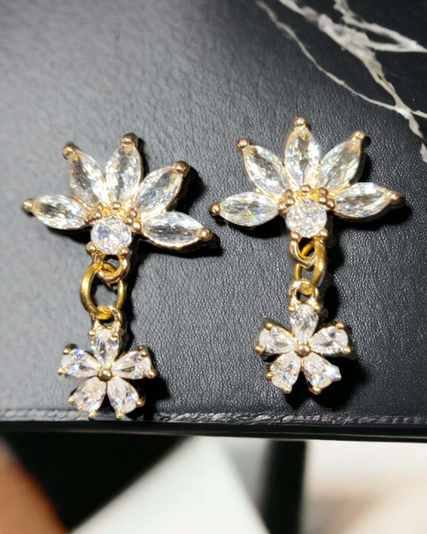 Cubic Zirconia Flower Earrings