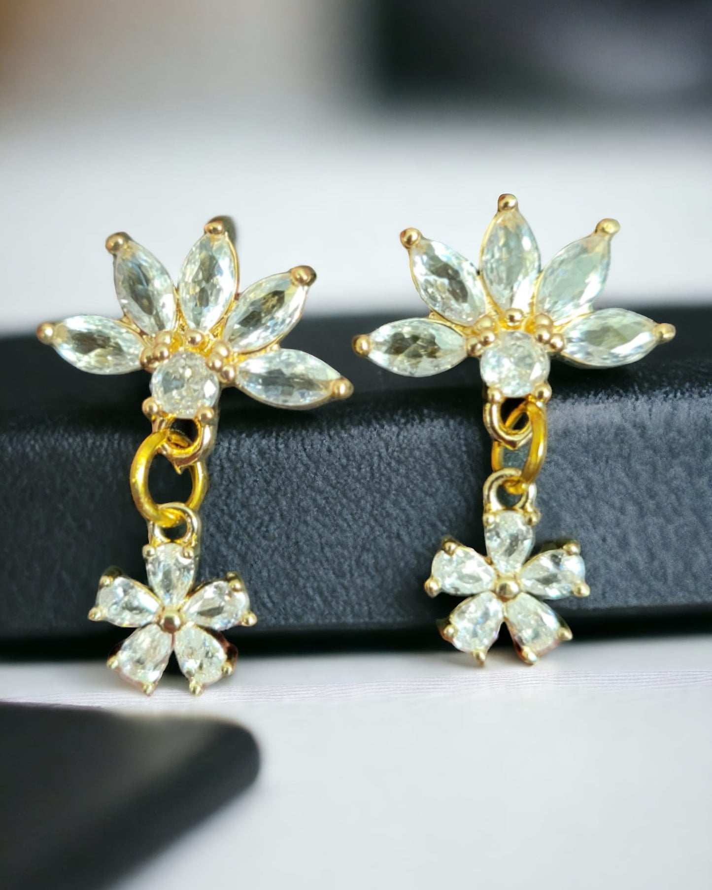 Cubic Zirconia Flower Earrings